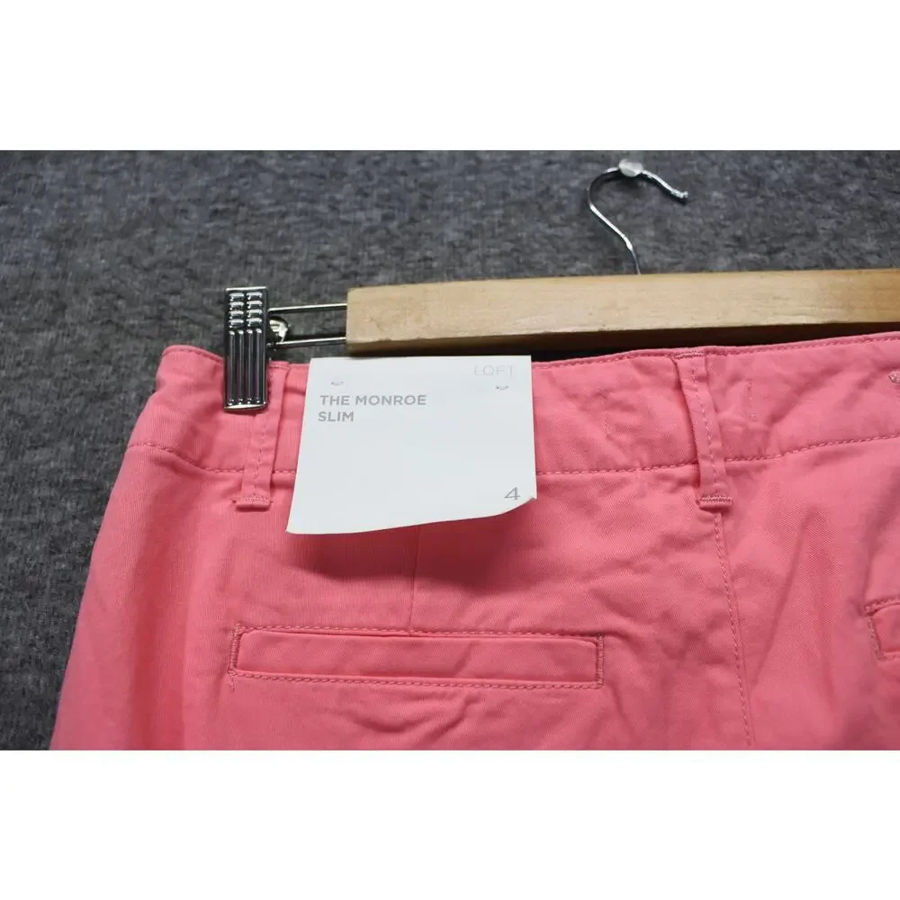 LOFT Monroe Slim Pants Womens 4 Pink Corral Stretch Cotton Chino Career Casual - Picture 3 of 6